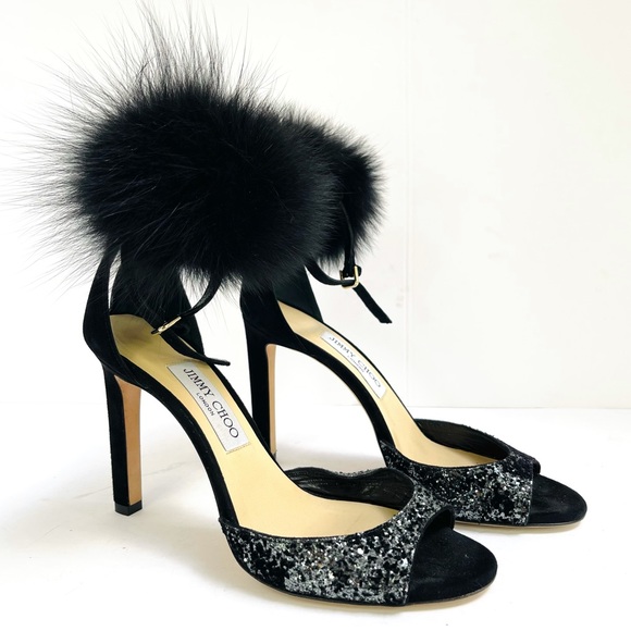 Jimmy Choo Shoes - JIMMY CHOO Suri Genuine Fox Fur Sandal Heels 39.5